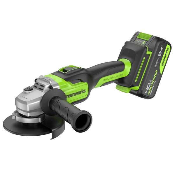 Шлифмашина аккумуляторная угловая Greenworks GD24AG 1 х 4,0 Ач (3200207CUB)