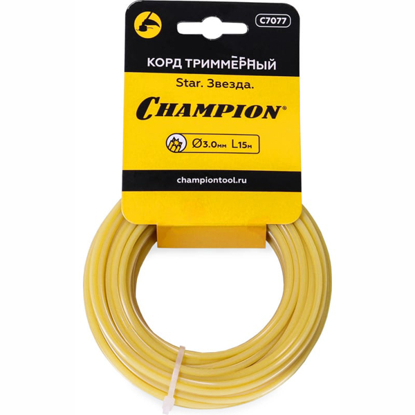 Леска триммерная CHAMPION звезда Star 3,0 мм 15 м (C7077)