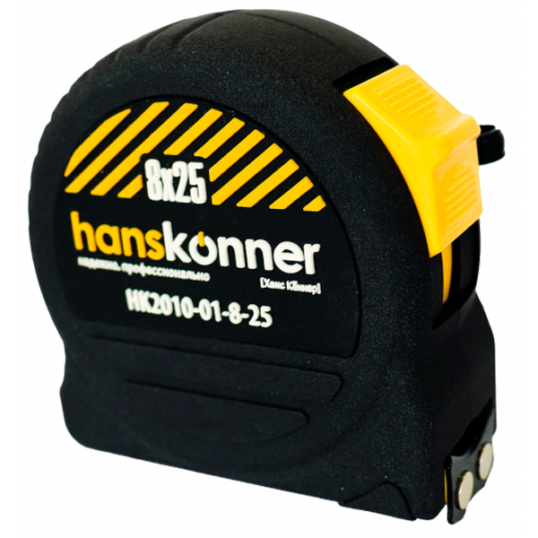 Рулетка Hanskonner MagnetForce1 8 м х 25 мм магнитная, противоударный корпус, полотно - сталь (HK2010-01-8-25)