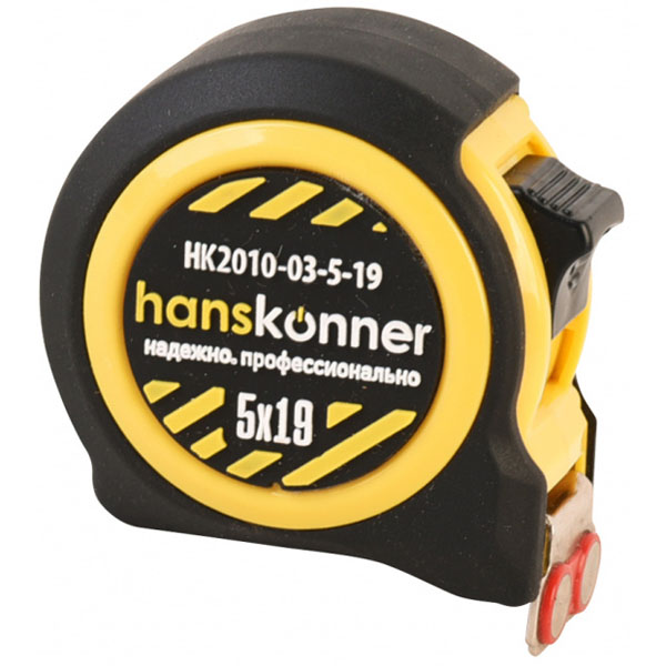 Рулетка Hanskonner CompactFit 5 м х 19 мм магнитная, противоударный обрезиненный корпус (HK2010-03-5-19)
