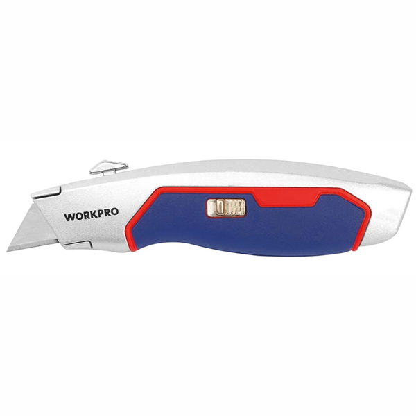 Нож быстрооткрывающийся WORKPRO 28 мм + 3 лезвия (WP213011)