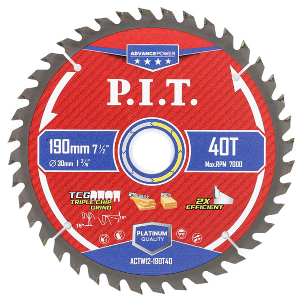 Диск пильный по дереву P.I.T. ADVANCE 190 х 40Т х 30 мм TCG (ACTW12-190T40)