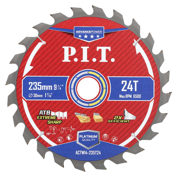 Диск пильный по дереву P.I.T. ADVANCE 235 х 24Т х 30 мм ATB (ACTW14-235T24)