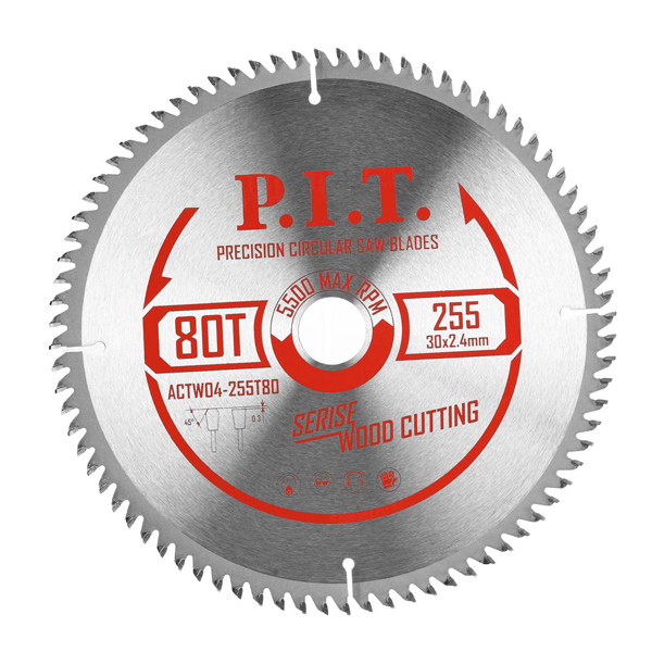 Диск пильный по дереву P.I.T. 255 х 80Т х 30 мм TCG (ACTW04-255T80)