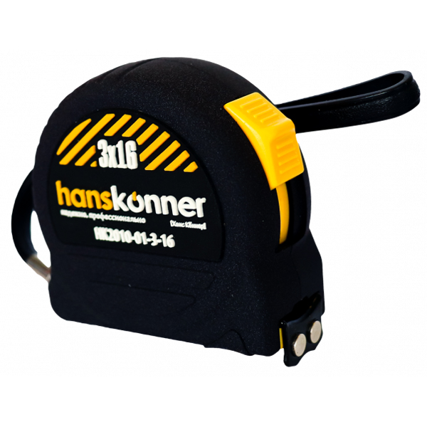 Рулетка Hanskonner MagnetForce1 3 м х 16 мм магнитная, противоударный корпус, полотно - сталь (HK2010-01-3-16)