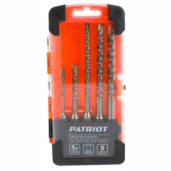 Набор буров PATRIOT SDS-Plus в боксе 5 шт (815010101)