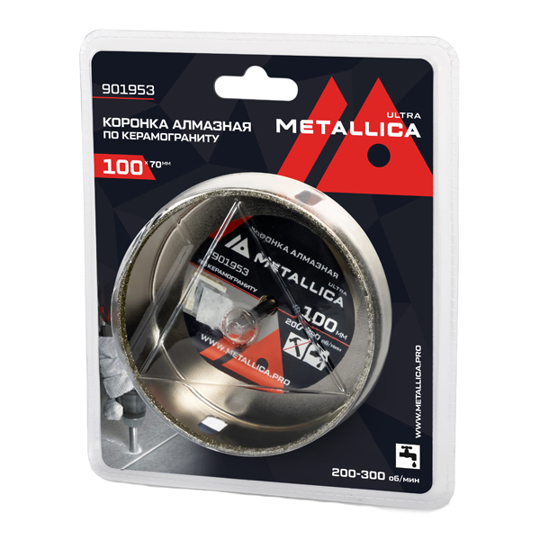 Коронка алмазная по керамограниту METALLICA Ultra 100 х 70 мм со сверлом (901953)