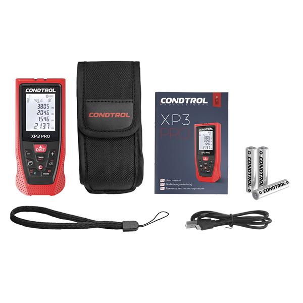 Дальномер лазерный CONDTROL XP3 Pro до 120 м, красный луч, 3 х 1,2В ААА LR03 850 мАч Ni-MH (1-4-103)