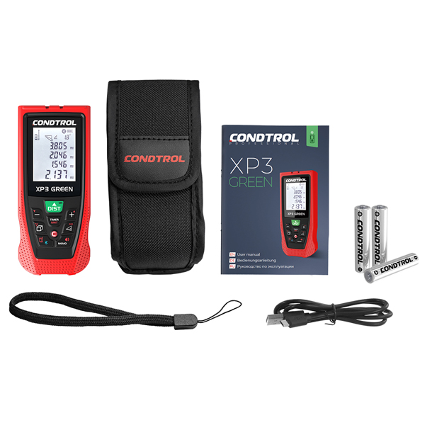 Дальномер лазерный CONDTROL XP3 Green, до 120 м, зеленый луч, 3 х 1,2В ААА LR03 850 мАч Ni-MH (1-4-107)