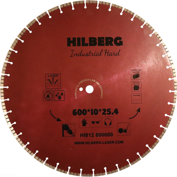 Диск алмазный HILBERG Industrial Hard 600 х 25,4/12 мм армированный бетон (HI812)