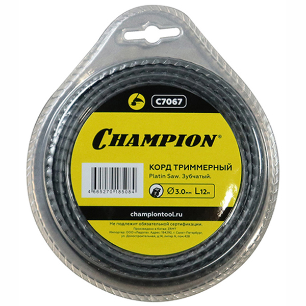 Леска триммерная CHAMPION зубчатая Platin Saw 3,0 мм 12 м (C7067)
