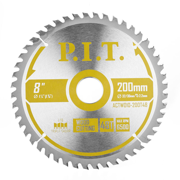 Диск пильный по дереву P.I.T. 200 х 48Т х 32/30 мм ATB (ACTW10-200T48)