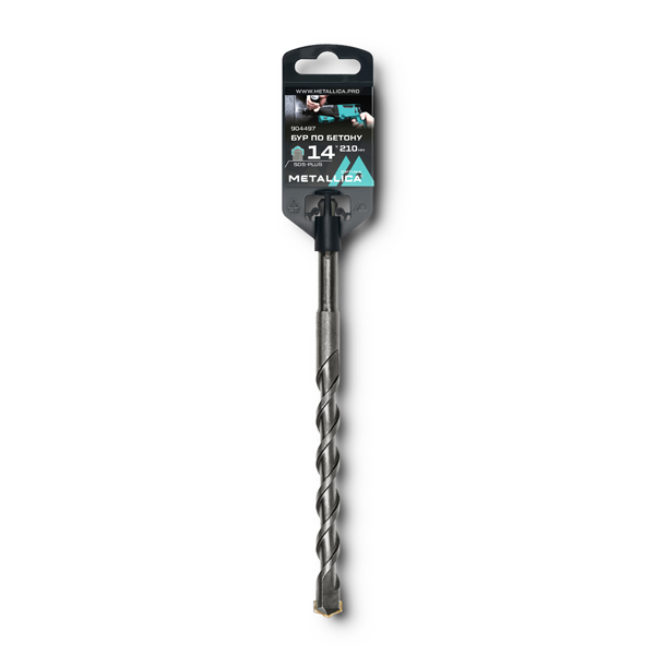 Бур METALLICA Optima SDS-Plus 14 х 210/150 мм, напайка с центром, 2 спирали (904497)