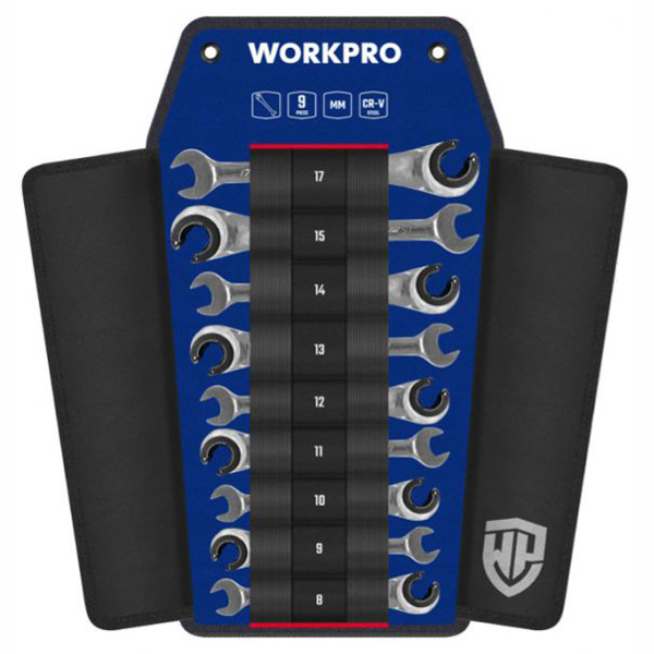 Набор ключей комбинированных WORKPRO трещоточных 9 шт (WP202571)