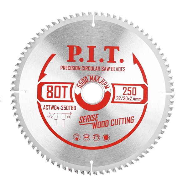 Диск пильный по дереву P.I.T. 250 х 80Т х 32/30 мм TCG (ACTW04-250T80)
