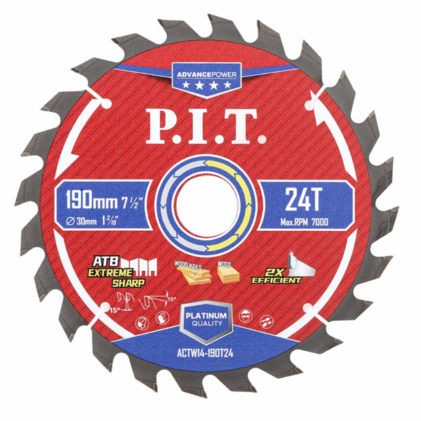 Диск пильный по дереву P.I.T. ADVANCE 190 х 24Т х 30 мм ATB (ACTW14-190T24)