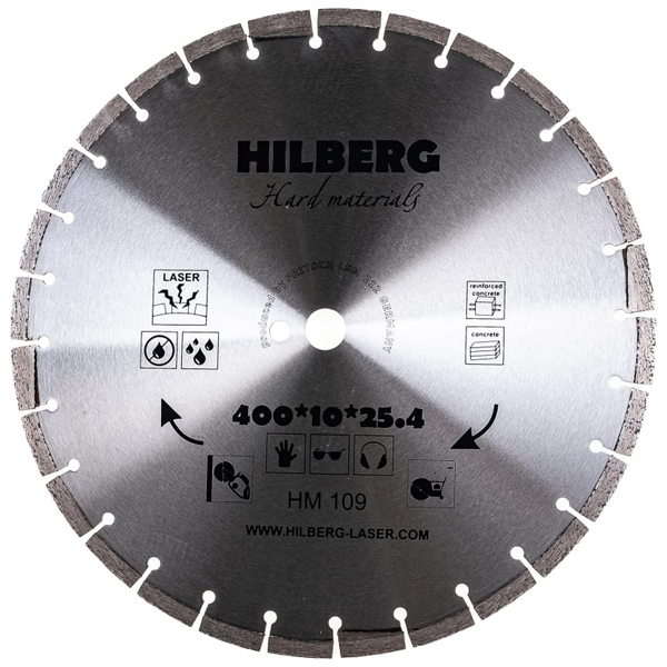 Диск алмазный HILBERG Hard Materials Laser 400 х 25,4/12 мм армированный бетон (HM109)