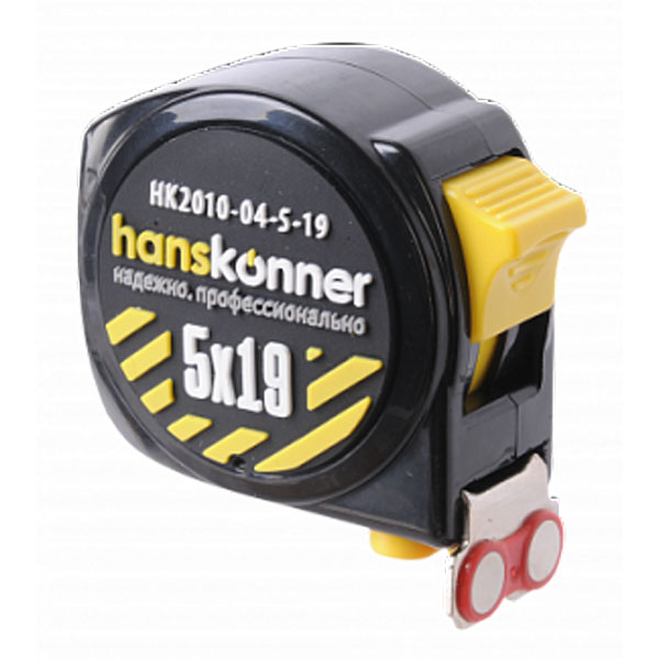 Рулетка Hanskonner CompactFit2 5 м х 19 мм магнитная, противоударный обрезиненный корпус (HK2010-04-5-19)