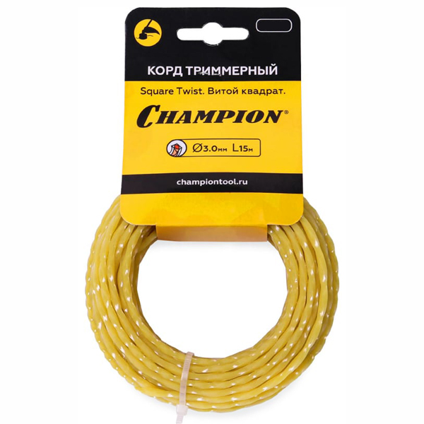 Леска триммерная CHAMPION витой квадрат Square Twist 3,0 мм 15 м (C7074)